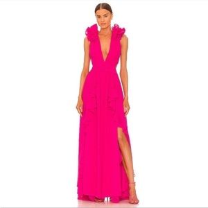 PatBO Hot Pink Chiffon Maxi Dress - Size 8